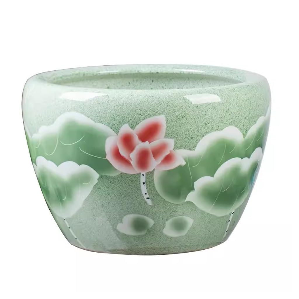 MACIUM Aquarium de Bols à Poisson Cour Jardin Grand Aquarium Lotus nénuphar Pot en céramique réservoir Bassin de Poisson Rouge intérieur Aquarium décoration Vase de Table (Size : 63cm)