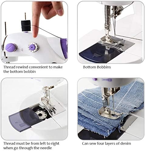Mini Sewing Machine with Extension Table, Portable Electric Adjustable 2-Speed Double Thread Sewing Machine with Lights,Foot Pedal,Needle Protector Perfect for Beginner Household Travel