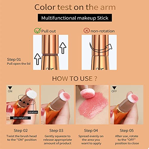 Blush Beauty Wand, Liquid Cheeks Blush Dewy Finish, Soft Cream Blusher Stick With Sponge Applicator, Silky Smooth Creamy Formula, Lightweight Blendable Blush Rouge Stick,Breathable, Natural-Looking #TOP6
