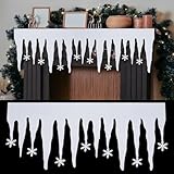 Hahafelt 4 Pack Icicle Christmas Fake Snow Blanket Decor Felt Artificial Icicle Snow Blanket with Snowflake Christmas Porch Decorations for Xmas Winter Village Door Fireplace Table Runner