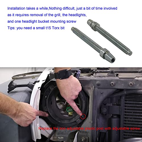 Sheisor 2Pcs Headlight Horizontal Adjustment Screws, Headlamp Adjusting Screws Compatible With 2007-18 Jeep Wrangler Jk Jku #TOP2