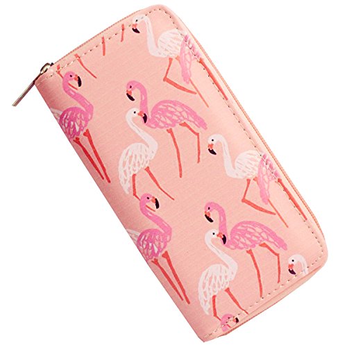 Timlee Cute Flamingo Wallets Long Purse For Girls Women Unicorn Zipper Wallet Christmas Gift(Flamingo Pink)2