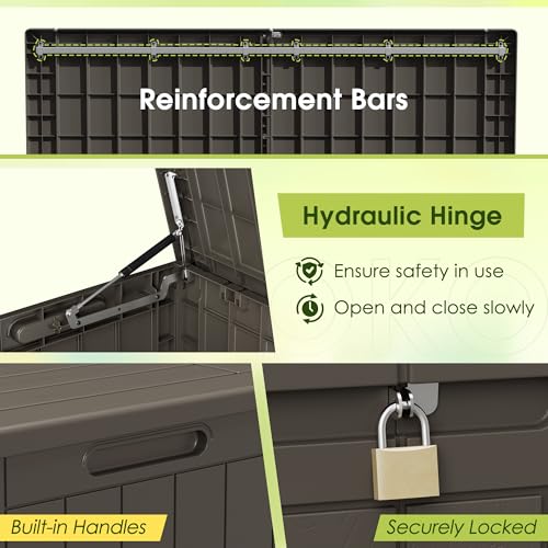 Image of Devoko 100 Gallon Outdoor Storage Box, Waterproof Deck Box Lockable