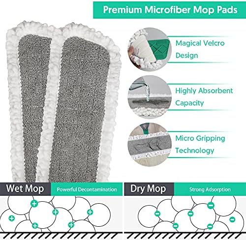 Spray Mop for Floor Cleaning, TINA&TONY Microfibre Hardwood Floor Mop Dry Wet Kitchen Mop with 3 Washable Mop Pads & 635ML Refillable Bottle, Dust Mop Spray for Laminate Tile Vinyl Floors, Green