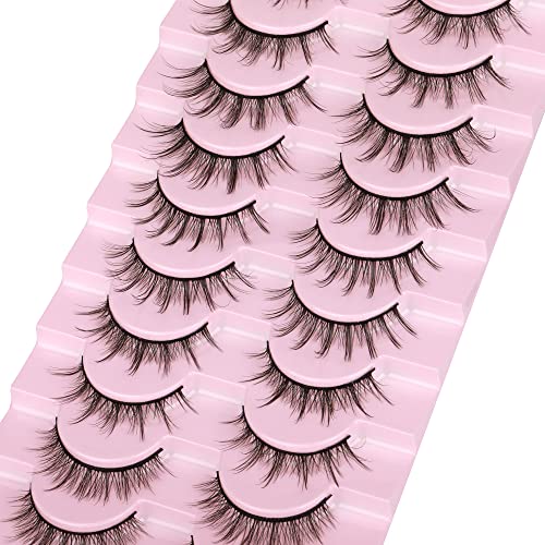 wiwoseo Eyelashes Manga Lashes Japanese Styles Spiky Lashes Lashes Natural Wispy Fluffy 3D Effect Cosplay Faux Mink Lashes Pack 16MM 15MM 16MM Crossing Fake Eyelashes 5 Styles Mixed 10 Pairs