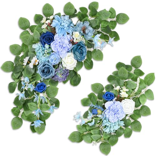 Finphoon Artificial Wedding Arch Flowers, Blue Arch Flower for Wedding Reception Ceremony, Faux Flowers for Reception Welcome Sign, Bridal Shower Decoration, Photo Backdrop Decor, Wedding Decor (Blue)