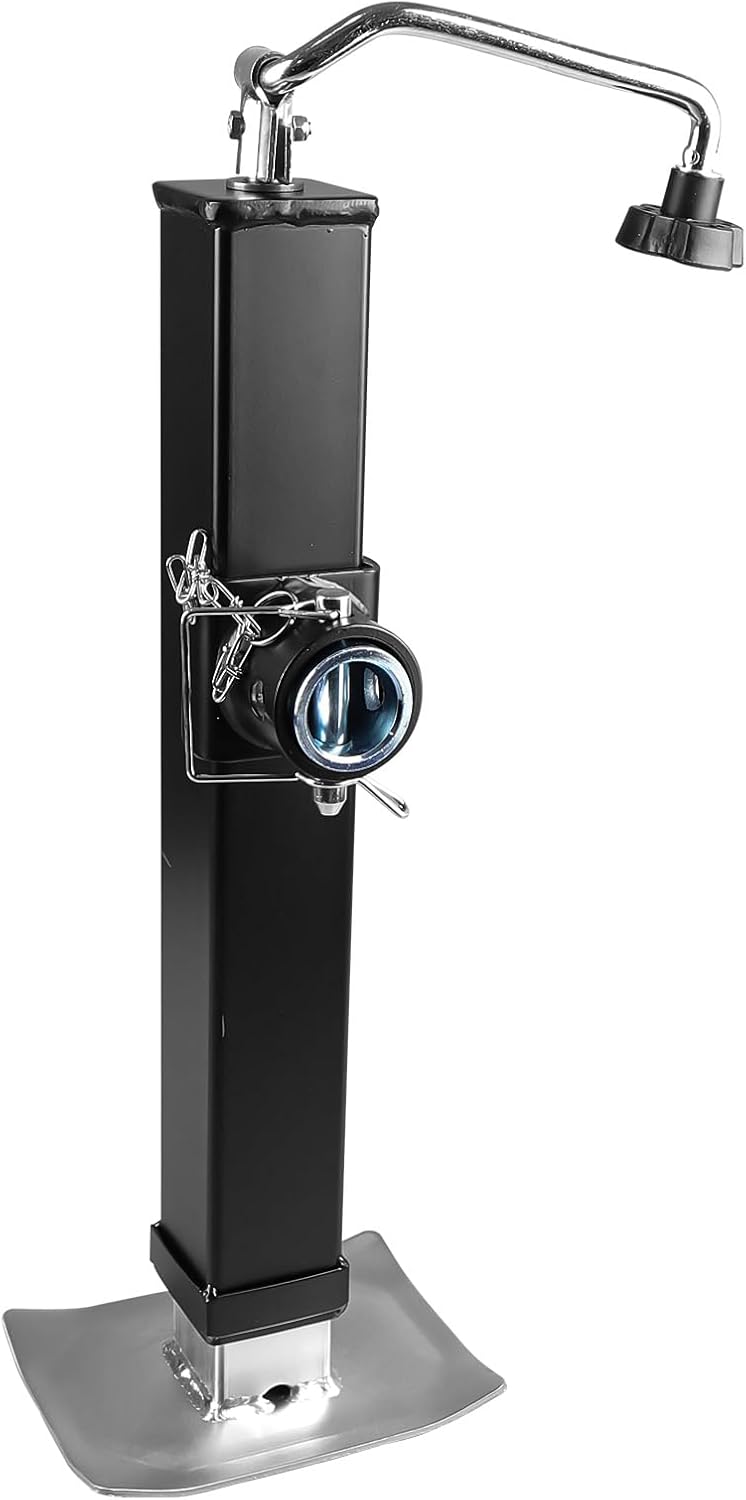 8000lbs Trailer Jack, 13" Vertical Travel, Adjustable Drop Leg, Heavy Duty Black Powder Coated Finish for Boat, Utility and Camping Trailers