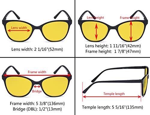 Image of Eyekepper 4 Pack Oversized Blue Light Filter Glasses - Cat Eye Design Computer Reading Glasses for Women Anti Screen Glare Blocking Digital Blue Rays Amber Tinted +2.00