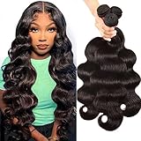 Adigrace 10A Body Wave Bundles Human Hair 26 28 30Inch Unprocessed Brazilian Virgin Hair Bundles Body Wave Human Hair 3 Bundles Weave Bundles Human Hair Extension Natural Black