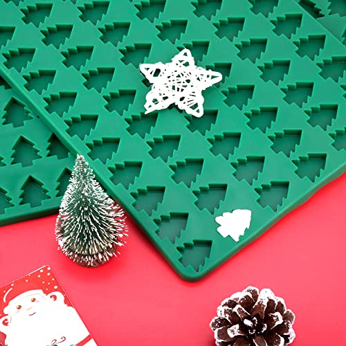 2 Pieces Christmas Gummy Candy Silicone Molds 72 Holes Xmas Tree Shaped Chocolate Candy Mold With 2 Droppers For Chocolate Gummy Candy Ice Cube Diy Making #TOP2