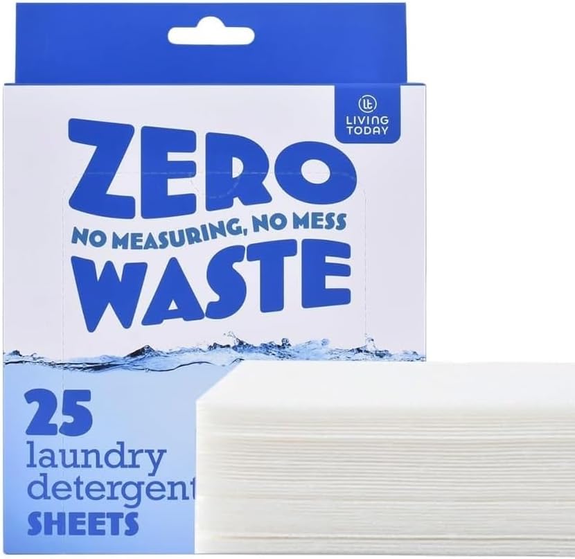 Eco-Friendly Ultra Concentrated Laundry Detergent Sheets, 25 Sheets (50 Loads) Liquidless Washing Strips for Travel, Home, and Dorms - Fresh Scent Laundry Soap - Sustainable Laundry Supplies (25)
