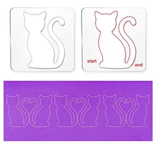 Craspire Quilting Templates For Machine Quilting 4Pcs Free Motion Quilting Templates 0.16Inch Thick Acrylic Quilting Rulers With Cat Butterfly Footprint Pattern For Domestic Sewing Machine #TOP4