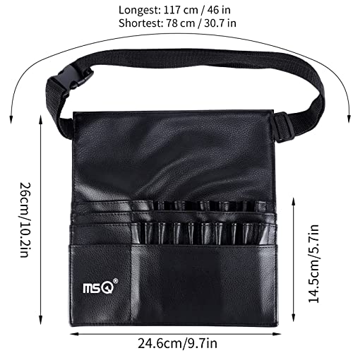 MSQ 23 Pockets Professional Cosmetic Makeup Brush Bag with Adjustable Artist Belt Strap Multi Pockets PU Leather Portable Cosmetic Brush Holder Organizer (Brush Not Included)2