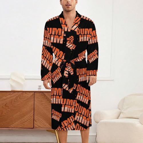 Dump Him Soft Robe Long Sleeve Bathrobes V Neck Sleepwear Spa Robes with Belt Men Woman2