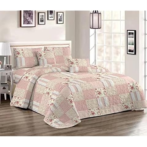 Quality Beddings Elegant & Beautiful Quilted Patchwork Bedspread Available In Different Cool Designs & Sizes (Design 1, King) Cover