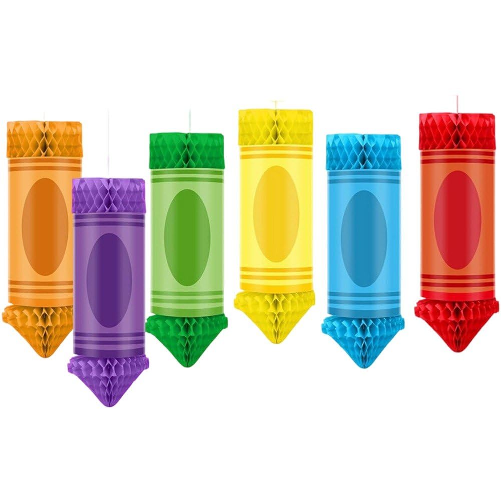 Décorations de rentrée scolaire faciles à suspendre : lot de 6 crayons en papier 3D