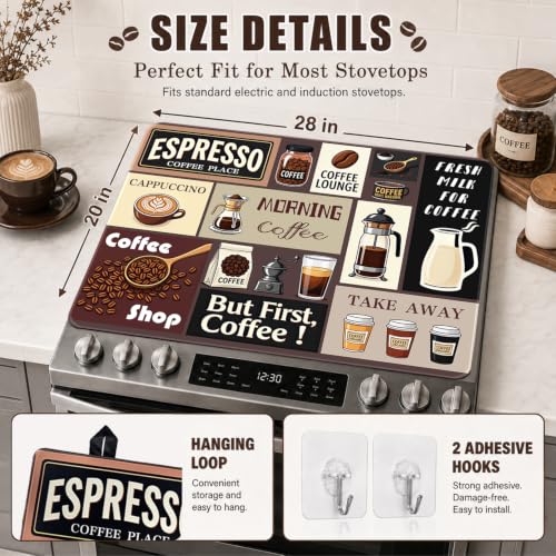 Image of Coffee Time Stove Top Cover, 28 x 20 Inch, Heat Resistant Cooktop Protector