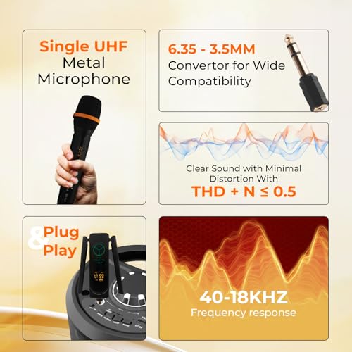 Image of FLYBALL UHF Wireless Microphone with Dual Antenna Receiver | Professional Handheld Mic for Karaoke, Stage, DJ, PA System, Church & Events (SLM 520 VLA)