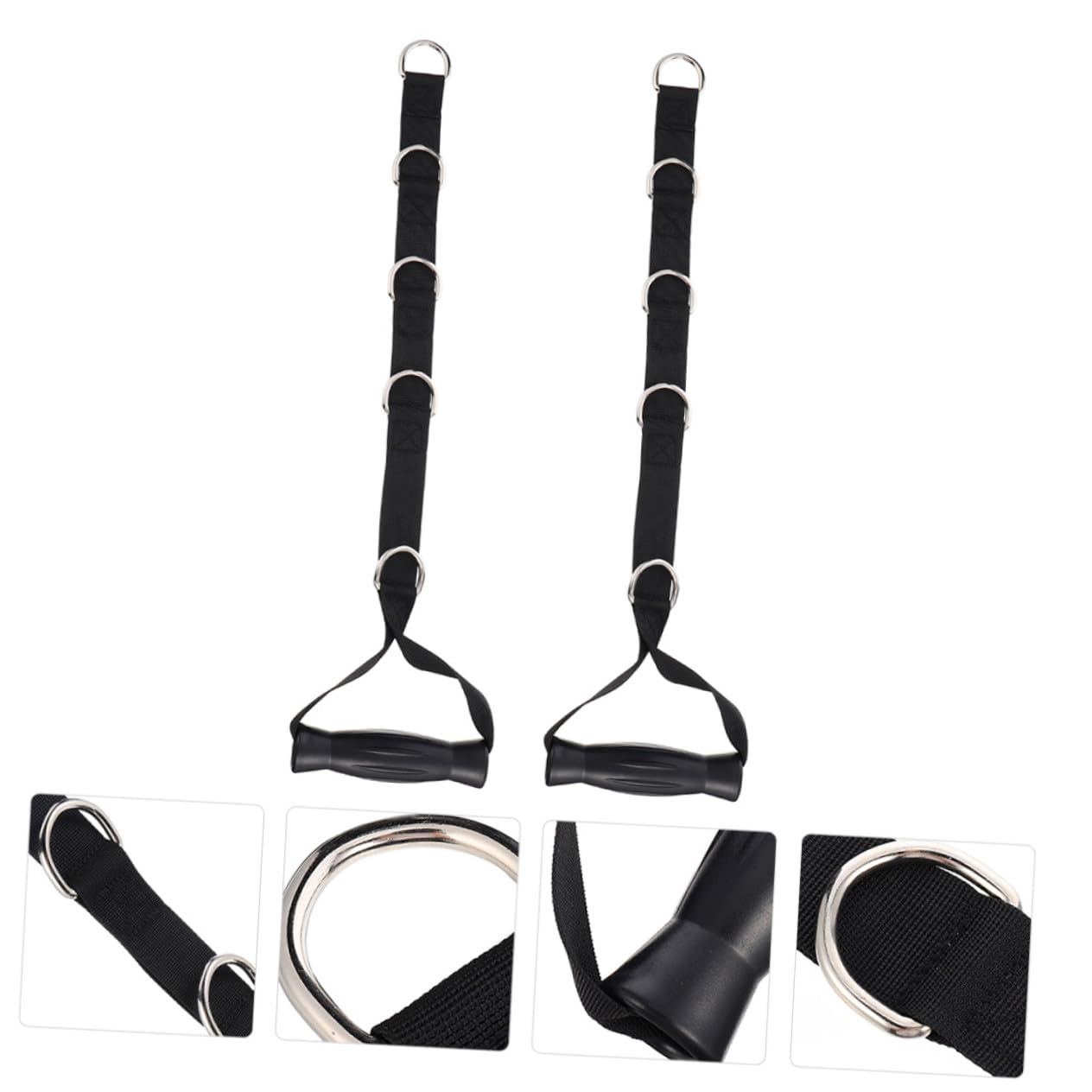 Fascia di Resistenza Fitness 2 Pezzi Nera, Abs Acciaio Inox e Oxford | Cavo Multi-punto, Impugnature Robuste per Allenamento, Formato Portatile per Esercizi a Casa o Palestra