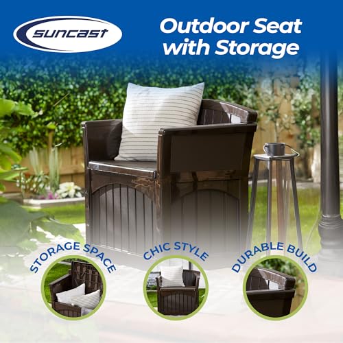 Suncast PB2600J 31 Gallon Outdoor Backyard Garden Patio Seat Storage And Bench Chair thumb #3