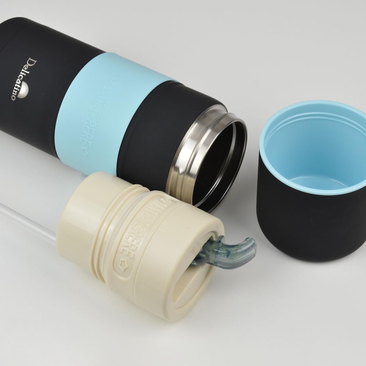 Matelisto Autocebante Schwarz, Thermoskanne, Matebecher und Bombilla 3 in 1 aus Edelstahl, Doppelwandige Isolierung, Bombilla de Té Mate, Yerba Mate, Mate Tee, 500 ml