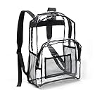 Amazon Basics Transparent Clear School Backpack, Water-Resistant PVC Plastic, Reinforced Shoulder Straps, 17 x 7 x 13 in