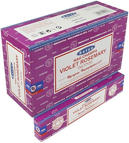 Sharvgun Satya Nag Champa Violet Rosemary Fragrance Incense Stick Pack of 12 Aggarbatti Home Scent Fragrance Aromatherapy 15G X 12 Pack (180G)