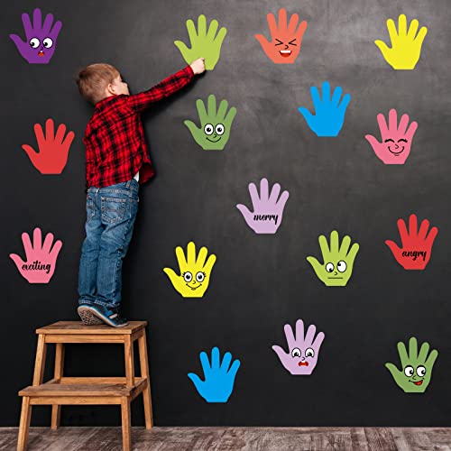 Image of Geyee 108 Pcs Hand Cutouts Small Bulletin Board Cut Outs Assorted Color Cutouts Decoration Paper Hand Shape Cut Outs for DIY Projects Craft Party Decor