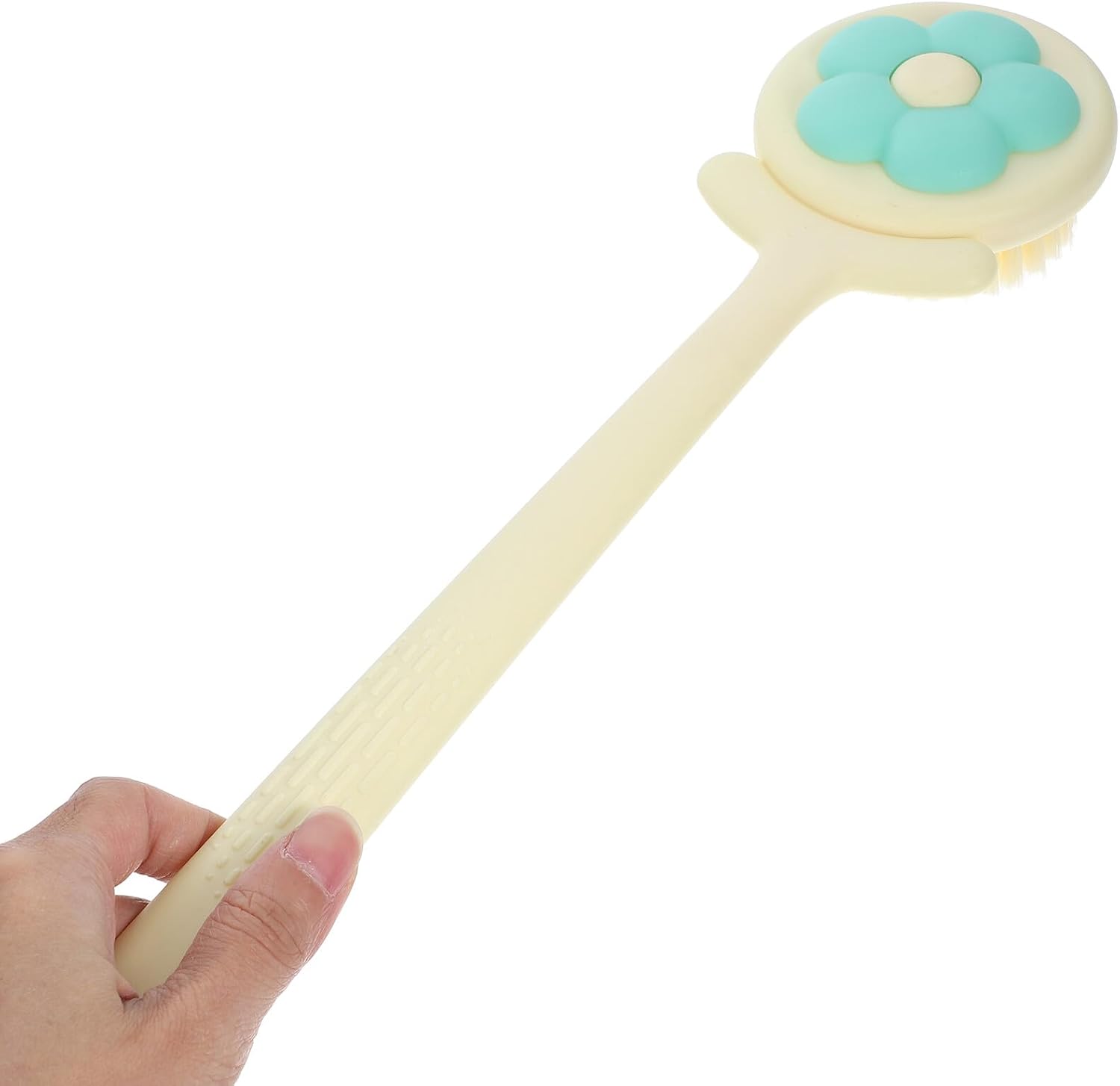 TIDTALEO Flower-Shaped Back Scrubber with Long Handle, Soft Bristle Body Bath Brush for Shower and Exfoliating, Portable Bathing Tool for Deep Clean and Skin Care
