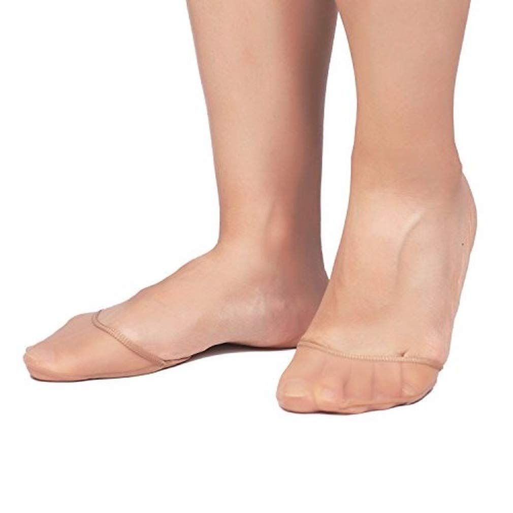 Wendywu Women's Beige 6 Pairs Sheer Toe Cover With Cushion Toe Toppers Non-Skid Sole High Heels Transparent Bottom