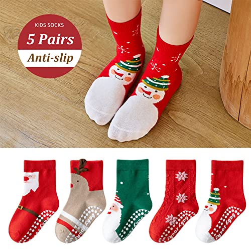 Kids Christmas Socks Toddler Nonslip Grip Christmas Xmas Socks for Baby Holiday Winter Warm for Boys/Girls2