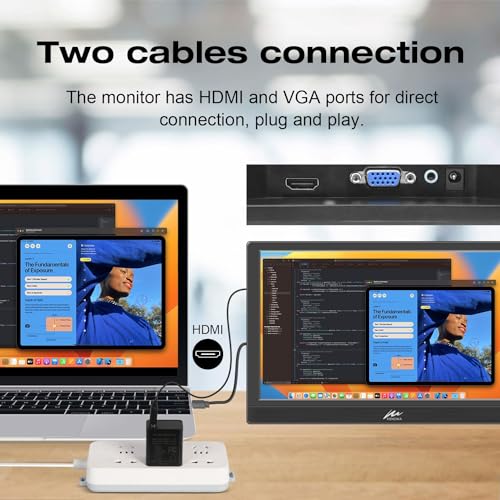 Image of Kenowa Portable Monitor 13.3 Inch HD 1366x768P LED Screen Small HDMI Monitor Built-in Speaker and Adjustable Stand HDMI VGA Port, External Display for Laptop PC Mac Xbox PS4 /5