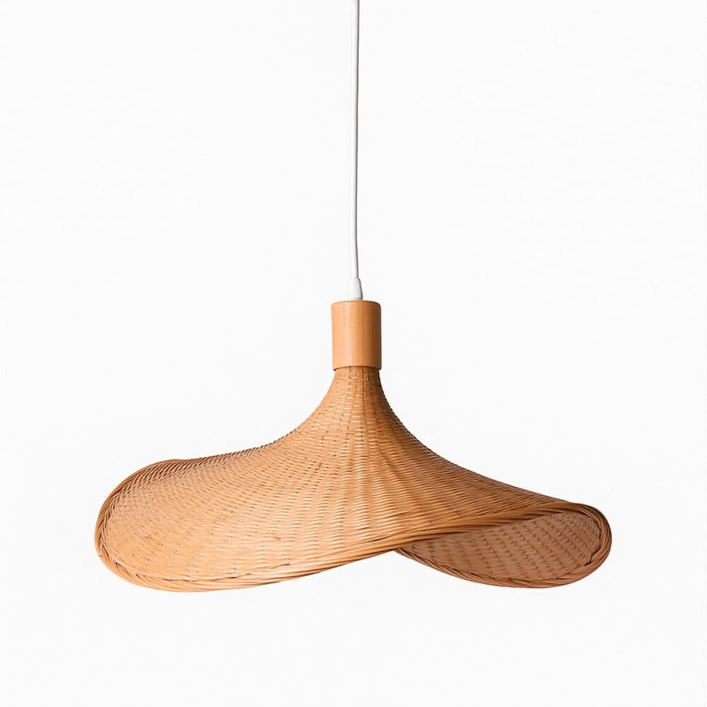 Lampada a sospensione in vimini "Bellas" Design artigianale e stile sombrero | Lampada Techo Decorativa Naturale per Comodini, Saloni o Locali | Compatibile con Bombilla E27 (non inclusa)