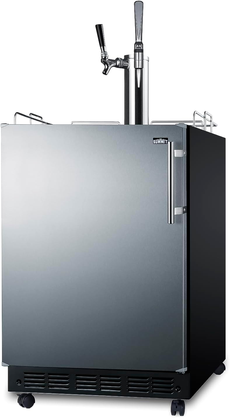 Summit Appliance 24" Wide Nitro-Cold Brew Coffee Kegerator/Refrigerator Combo, Black Interior, Caster Wheels, Residential/Commercial Use (LHD, Nitro-Cold Brew Coffee)
