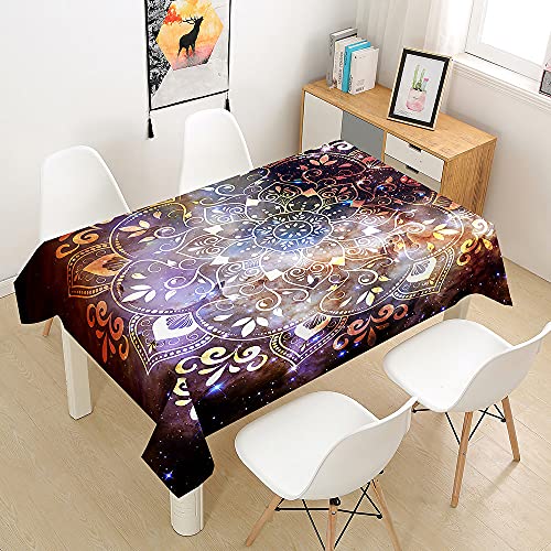 Nappe rectangulaire imprimé mandala marron 140x200 cm imperméable