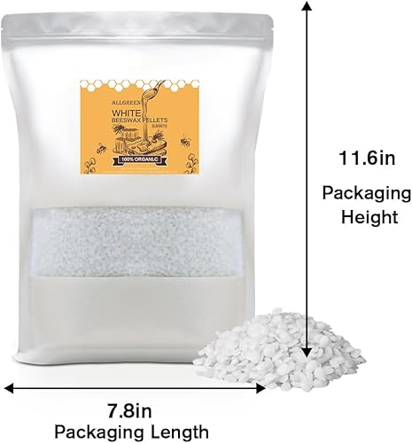Miniatura 2 de Pellets de cera de abejas de 2 libras, color blanco, puro, pastillas de cera de abejas, triple filtrado, ideal para proyectos de bricolaje, bálsamos