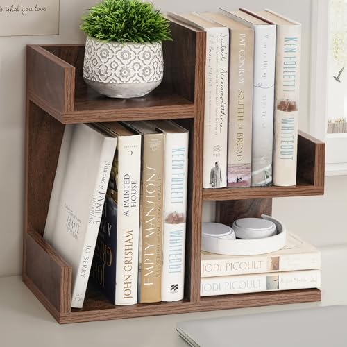 ABOUT SPACE Table Top Bookshelf – Countertop Bookcase with 4 Shelves, DIY Engineered Wood Multipurpose Storage Organizer Table Shelf Book Rack for Home Study Room (L 40 x B 18.5 x H 41 cm – Walnut ABOUT SPACE Table Top Bookshelf – Countertop Bookcase with 4 Shelves, DIY Engineered Wood Multipurpose Storage Organizer Table Shelf Book Rack for Home Study Room (L 40 x B 18.5 x H 41 cm – Walnut