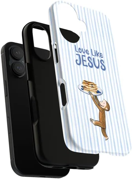 Cute Curious Monkey and Pancake Design Phone Case Compatible with iPhone 13pro, Shockproof Slim TPU and Hard PC Protective Phone Cover,Monkey Collection Playful image 2