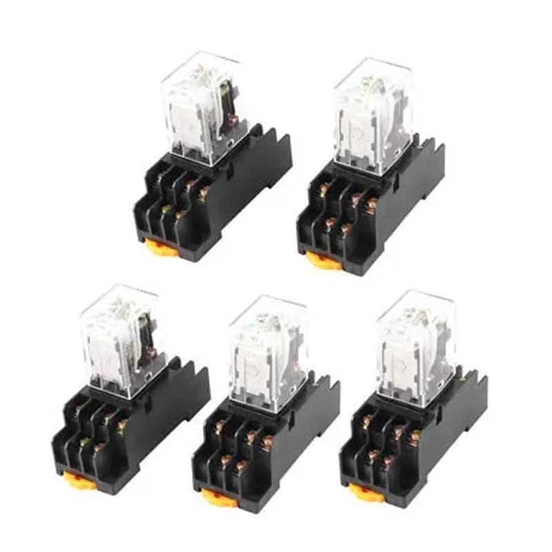 Lámpara indicadora verde de bobina de 12 V CC, 3PDT, 11 pines, relé de potencia, 5 unidades + base de zócalo