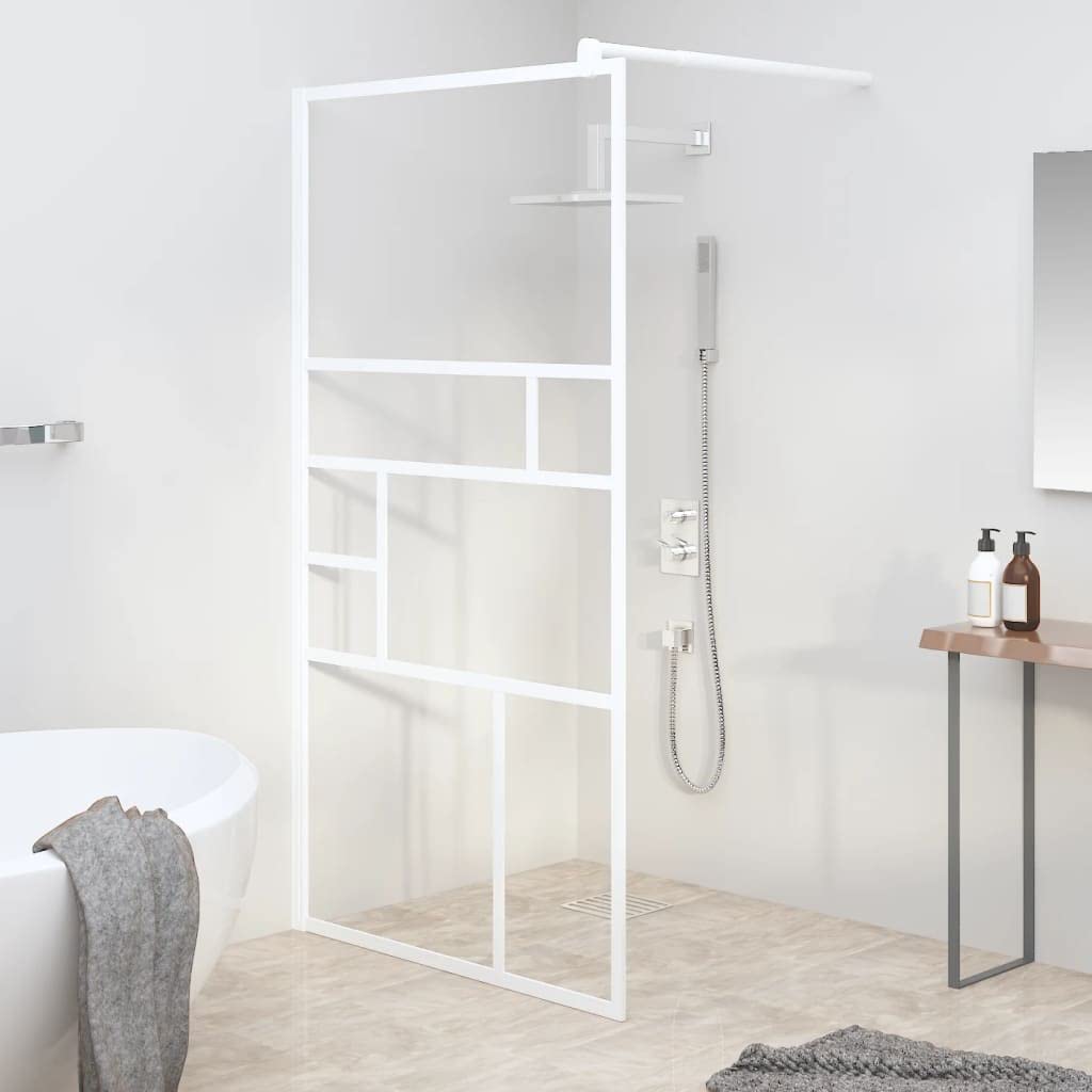 Fengshui Ścianka prysznicowa Walk-In 115 x 195 cm szkło przezroczyste ESG | Szkło bezpieczne 5 mm, aluminiowa rama, regulowany profil, łatwy w pielęgnacji, elastyczny drążek podporowy