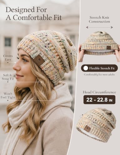 Image of Durio Winter Hats for Women Cable Knit Beanie Soft Womens Beanies Thick Winter Hat