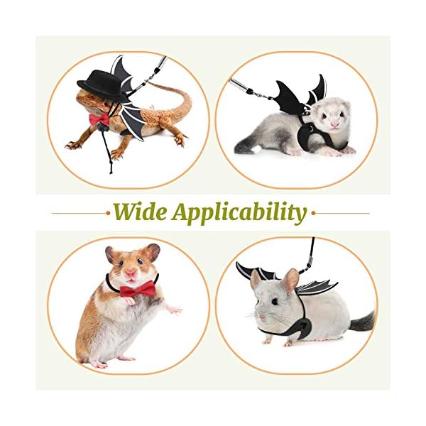 Vavopaw bearded dragon lizard leash harness (s/m/l 3 pack), adjustable leash bat wings costume accessories with hat & bow tie collar for lizard reptile, gecko, iguanas, amphibians & small animals - image 8