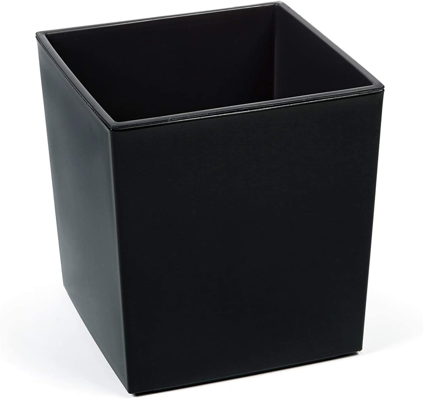 Gordanluk, Low Flowerpot, Square Shiny Gloss Flowerpot with internal liner, indoor plant pot, outdoor plant pots, plastic plant pots white, black, grey, Patio (Black, 40 x 40 x 41cm)