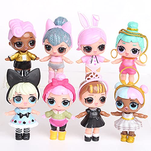 8PCS Dolls Cake Toppers, Toy Set Decoration Figures for BirthdayÂ Party, Surprised Dolls Cake Topper 3â€