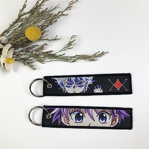 Image of 1 Pack Anime Keychain Tag Jet Tag Key Chain Cartoon Embroidered with Key Ring for Motorcycles Car Accessories