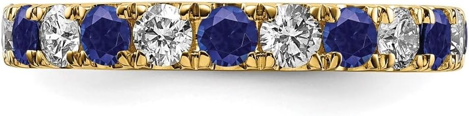 Diamond2Deal 14k Yellow Gold 1.1Ct Blue Sapphire and Lab Grown Diamond Eternity Band Ring VS-SI Clarity, G-H Color