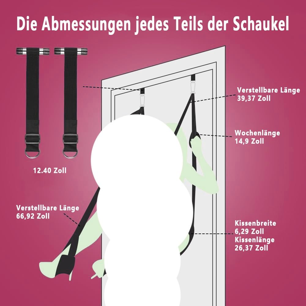 2 in1 Extrem Liebesschaukel Sexschaukel für Decken und Türhängung, Türschaukel Verstellbares Love Swing BDSM Bondage Sexy Schaukel Sexspielzeug für Paare, Belastbar Bis 300kg(Drei Kissen)