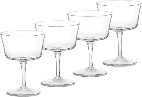 Bormioli Rocco Bartender Novecento - Vasos de cóctel Fizz de 7.5 onzas, juego de 4, transparentes