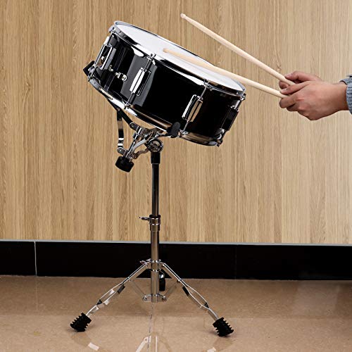 14 inch Snare Drum Set with Gig Bag, a pair Sticks,drum Stand and Drum Keys,a pair practice gloves for Students,Beginners (14\'\', Black)
