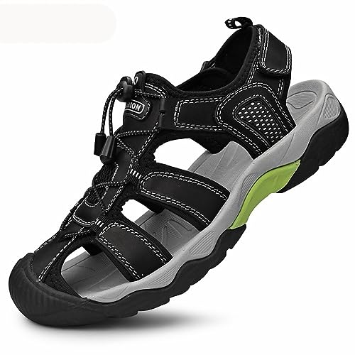 Leather Men's Sandal Toe Outdoor Walking Treking Casual Shoes for Men Hiking Beach Wading Shoes(45)